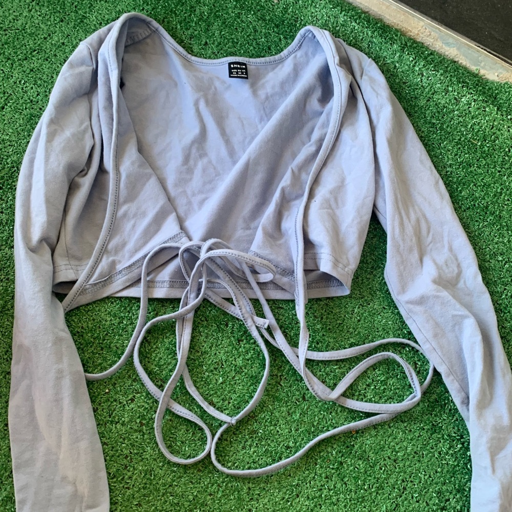 Light blue long sleeve crop top